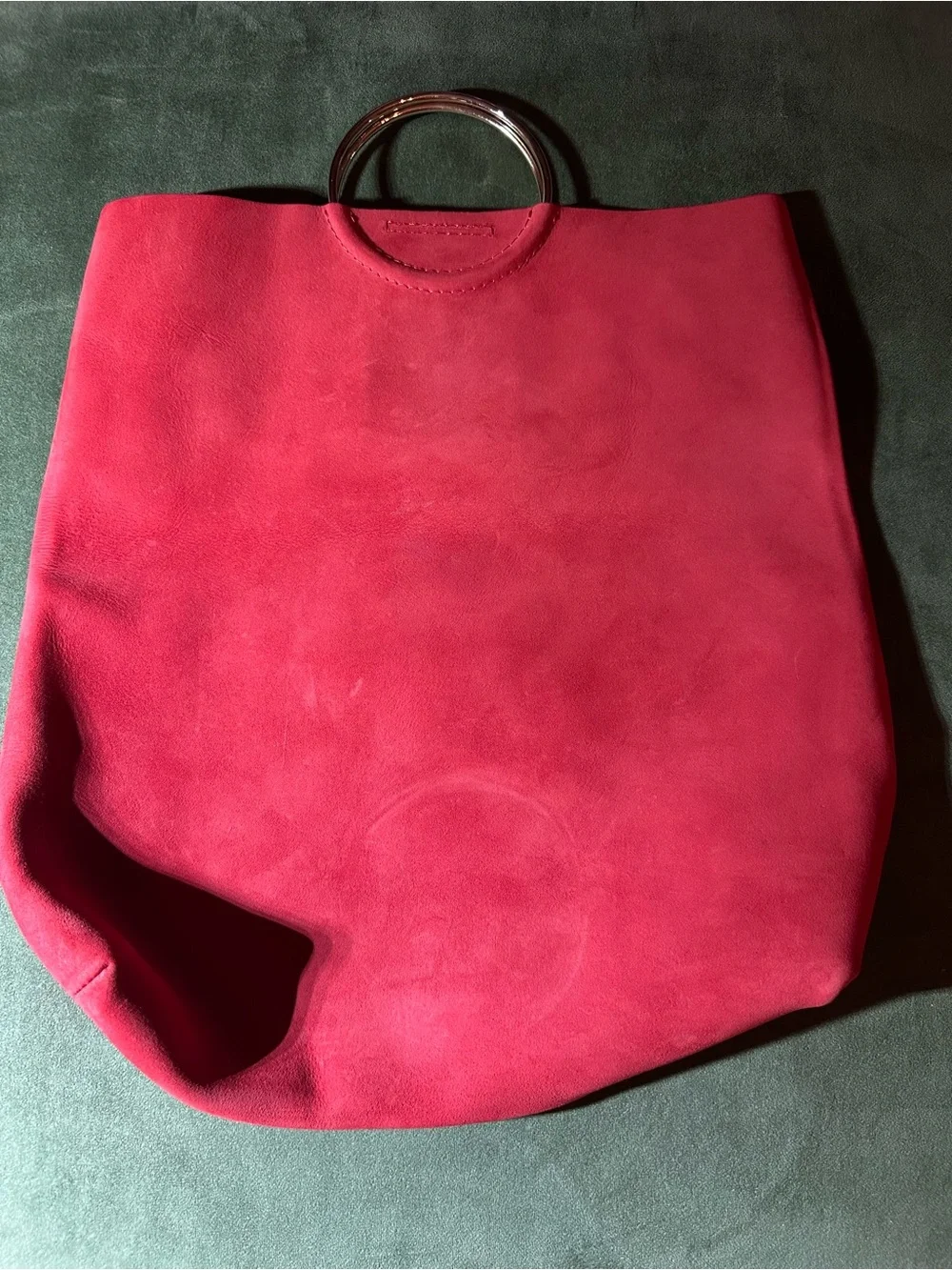 Red Leather Ring-Handle Tote Bag - Women's Fashion
